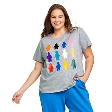 Women's Plus Size Lego Minifigures Graphic Short Sleeve T-shirt - Lego Collection X Target Gray