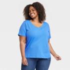 Women's Short Sleeve V-neck T-shirt - Ava & Viv Blue