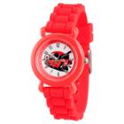 Boys' Disney Cars Lightning Mcqueen Red Plastic Time Teacher Watch, Red Silicone Strap, Wds000151