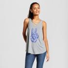 Women's Peace Sign Criss-cross Graphic Tank Top - Grayson Threads (juniors') Heather Gray