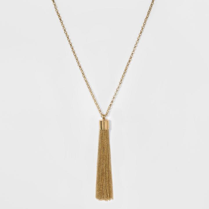 Women's Chain Tassel Necklace - A New Day Gold