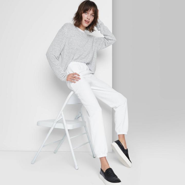 Women's High-rise Vintage Jogger Pants - Wild Fable White