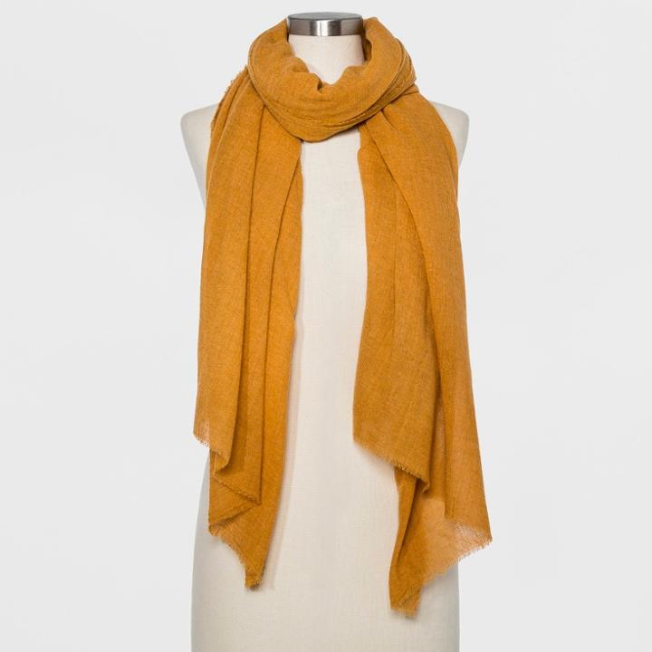 Women's Solid Oblong Scarf - Universal Thread Gold