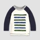 Burt's Bees Baby Boys' Two Tone Stripe Raglan Long Sleeve Shirt - Midnight