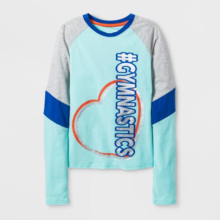Bioworld Girls' Long Sleeve Dance Activewear T-shirt - Turquoise