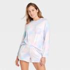Women's Beautifully Soft Tie-dye Long Sleeve Top And Shorts Pajama Set - Stars Above Blue