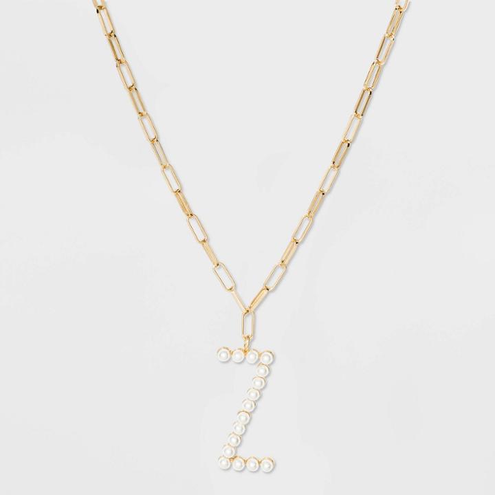 Sugarfix By Baublebar Pearl Initial Z Pendant Necklace - Pearl, White