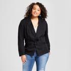Women's Plus Size Tie Waist Jacket - A New Day Black X