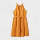 Women's Plus Size Polka Dot Tie Waist Shirtdress - A New Day Orange 1x, Women's,