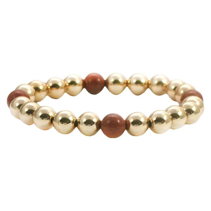 Women's Zirconite 4mm Round Gold Precious Beads Stretch Bracelet-gold Dust, Gold Bust