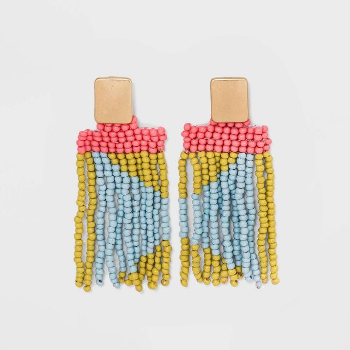 Thread Seed Bead Long Linear Earrings - Universal Thread