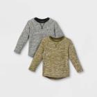 Toddler Boys' 2pk Sweater Knit Long Sleeve T-shirt - Cat & Jack Gray/olive Green