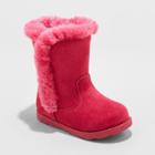 Toddler Girls' Katrina Fleece Fashion Boots - Cat & Jack Fuchsia (pink)