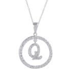 Journee Collection 2 2/5 Ct. T.w. Round-cut Cz Pave Set Initial Q Pendant Necklace In Sterling Silver - Silver (18), Girl's,
