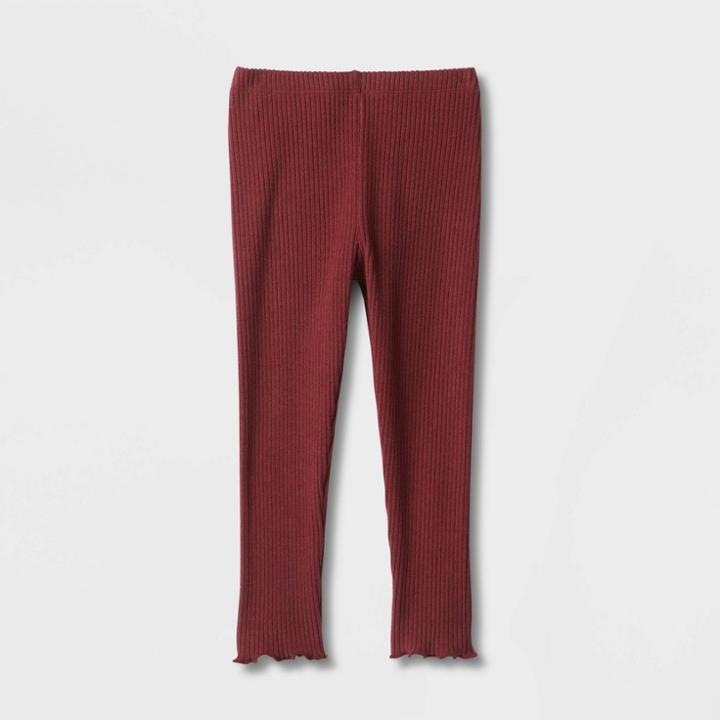 Toddler Girls' Solid Cozy Ribbed Leggings - Cat & Jack Red