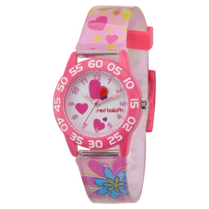 Target Girls' Red Balloon Pink Plastic Time Teacher Watch - Pink