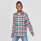 Boys' Check Long Sleeve Button-down Shirt - Cat & Jack White/red/green M, Boy's,