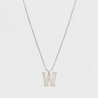Silver Plated Initial W Pendant Necklace - A New Day Silver,