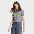 The Muppets Women's Kermit The Frog Cropped Short Sleeve Graphic T-shirt - Gray