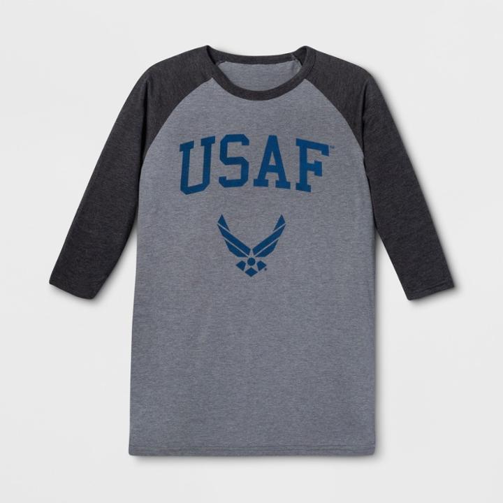 Target Men's Long Sleeve United States Air Force Crew T-shirt - Charcoal Heather