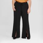 Women's Plus Size Front Slit Crepe Wide Leg Pants - A New Day Black X
