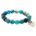 Women's Zirconite Eye Hamsa Charm Faceted Colored Stones Stretch Bracelet-blue, Blue