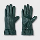 Women's Leather Ruffle Wrist Gloves - A New Day Green
