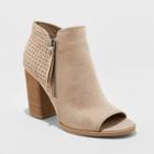 Women's Collie Wide Width Open Toe Laser Cut Heeled Bootie - Universal Thread Taupe (brown) 7.5w,