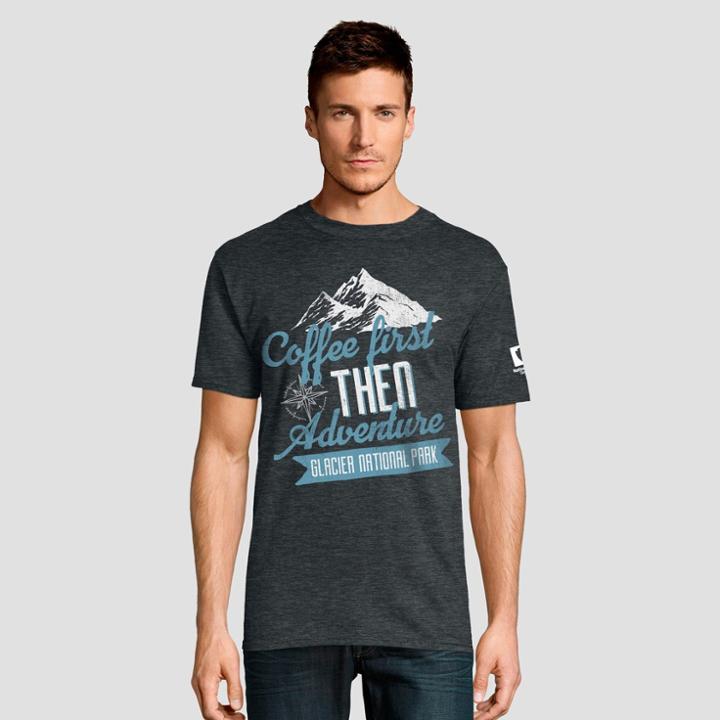 Hanes Men's Big & Tall Short Sleeve National Parks Glacier Graphic T-shirt - Slate