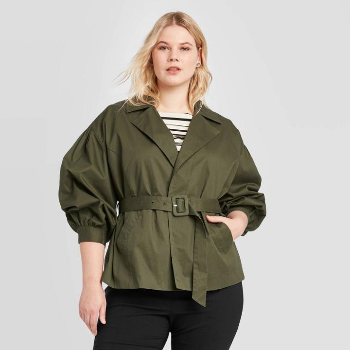 Women's Plus Size Long Sleeve Belted Blazer - Who What Wear Green 1x, Women's,