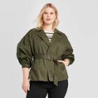 Women's Plus Size Long Sleeve Belted Blazer - Who What Wear Green 1x, Women's,