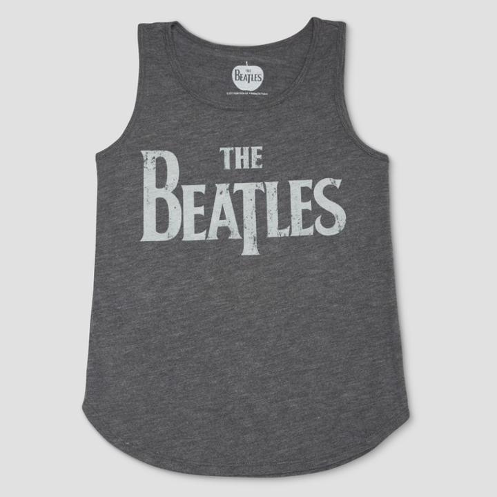 Plus Size Girls' The Beatles Logo Tank Top - Charcoal Heather