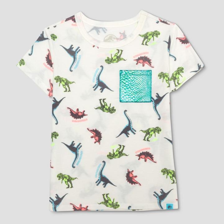 Girls' Jurassic World Dino Pop Print Short Sleeve T-shirt - Ivory