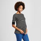 Ma Cherie Maternity Elbow Sleeve Split Back Top - Macherie - Black/ivory L, Infant Girl's