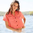 Women's Short Sleeve Button-down Shirt - Wild Fable Coral