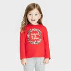 Toddler Girls' Wreath Long Sleeve Shirt - Cat & Jack Coral Red