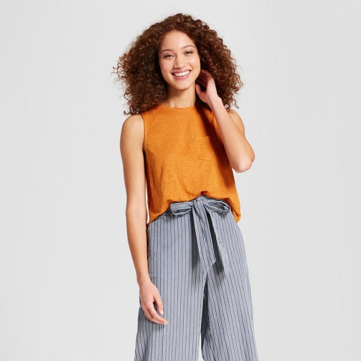 Women's Linen Tank - A New Day Rust (red)