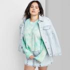 Women's Plus Size Long Sleeve Round Neck Tie Dye Thermal Boxy T-shirt - Wild Fable Green/blue 1x, Women's,
