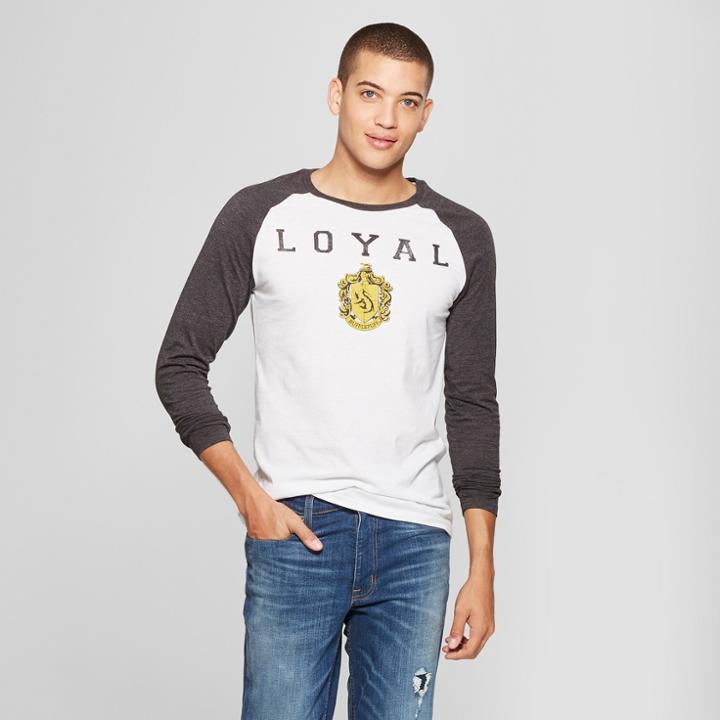 Men's Harry Potter Hufflepuff Long Sleeve T-shirt - White