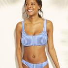Women's Terry Texture Bralette Bikini Top - Xhilaration Blue Stripe D/dd Cup