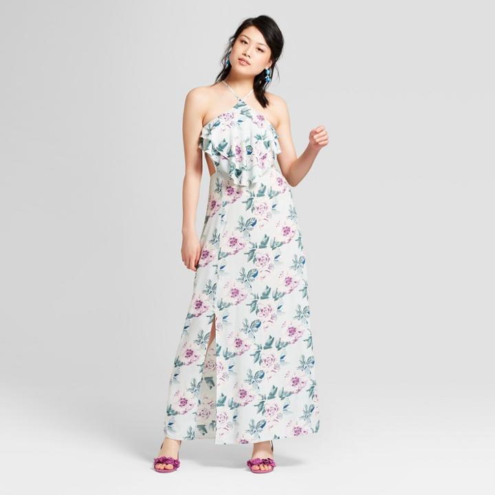 Women's Floral Print Halter Cut Out Maxi Dress - Love @ First Sight (juniors')