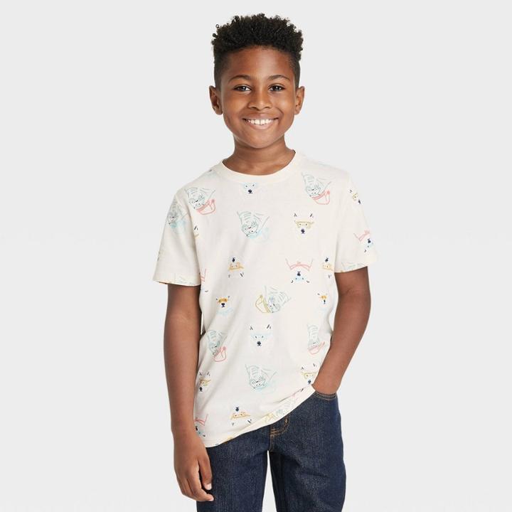 Boys' Short Sleeve 'ski Bears' T-shirt - Cat & Jack Cream