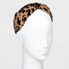 Chiffon And Velvet Cheetah Twist Front Headband - A New Day Blush Pink