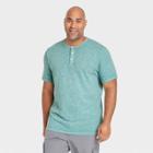 Men's Tall Relaxed Fit Short Sleeve Henley T-shirt - Goodfellow & Co Blue