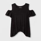 Girls' Short Sleeve Cold Shoulder T-shirt - Art Class Black