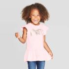 Toddler Girls' Short Sleeve Love Cozy Peplum Top - Cat & Jack Pink