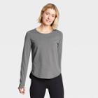 Women's Long Sleeve Essential T-shirt - All In Motion Charcoal Gray Xs, Women's, Grey Gray