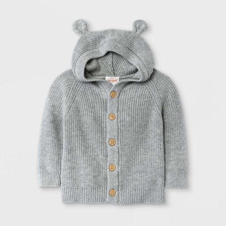 Baby Boys' Knit Critter Cardigan Sweater - Cat & Jack Gray Newborn