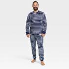 Ev Holiday Men's Striped 100% Cotton Matching Family Pajama Set - Navy