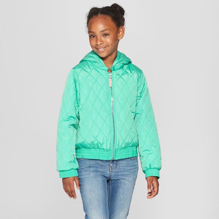 Girls' Animal Puffer Jacket - Cat & Jack Green